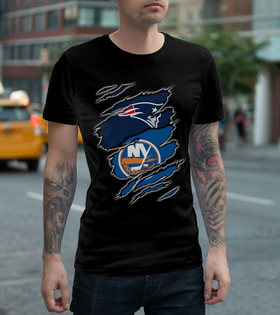 Patriots and NY Islanders Claw Slash T-Shirt