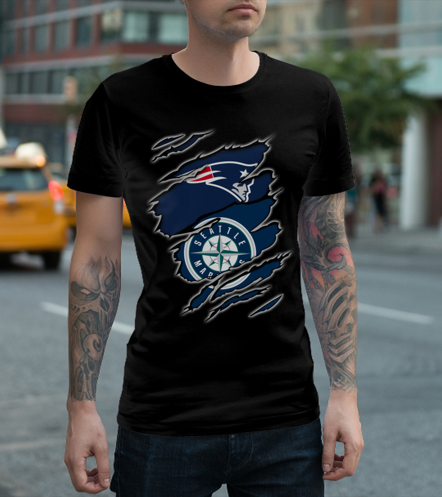 Patriots Logo With Seattle Mariners Emblem T-Shirt