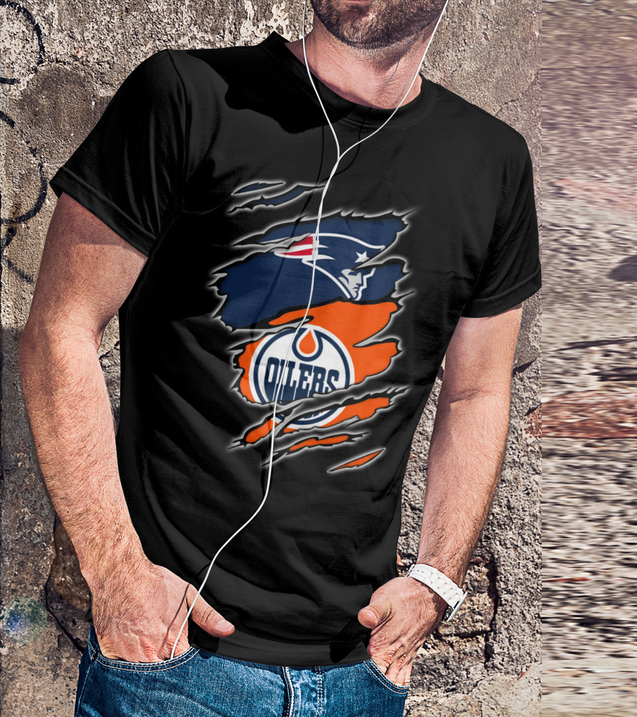 Patriots And Oilers Logo Mashup T-Shirt