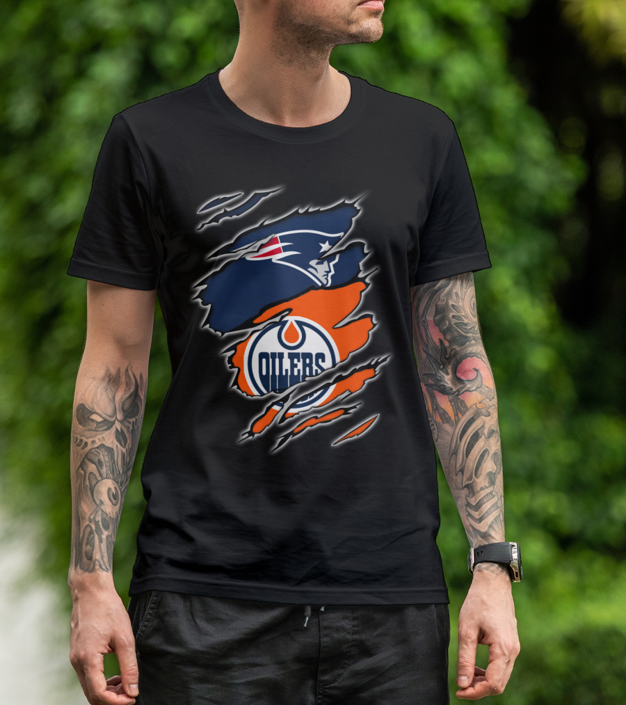Patriots And Oilers Logo Mashup T-Shirt