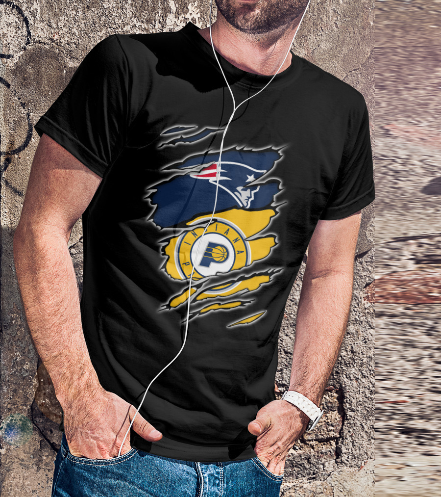New England Patriots And Indiana Pacers Logos Combined T-Shirt