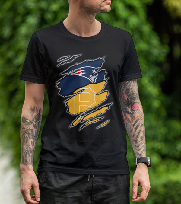 Patriots Logo And Pirates Monogram Fusion T-Shirt