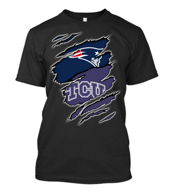Patriots TCU Logo Fusion Football Fan Mashup T-Shirt