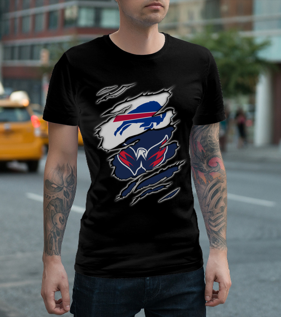 Buffalo Bills Washington Capitals Fan Ripped T-Shirt