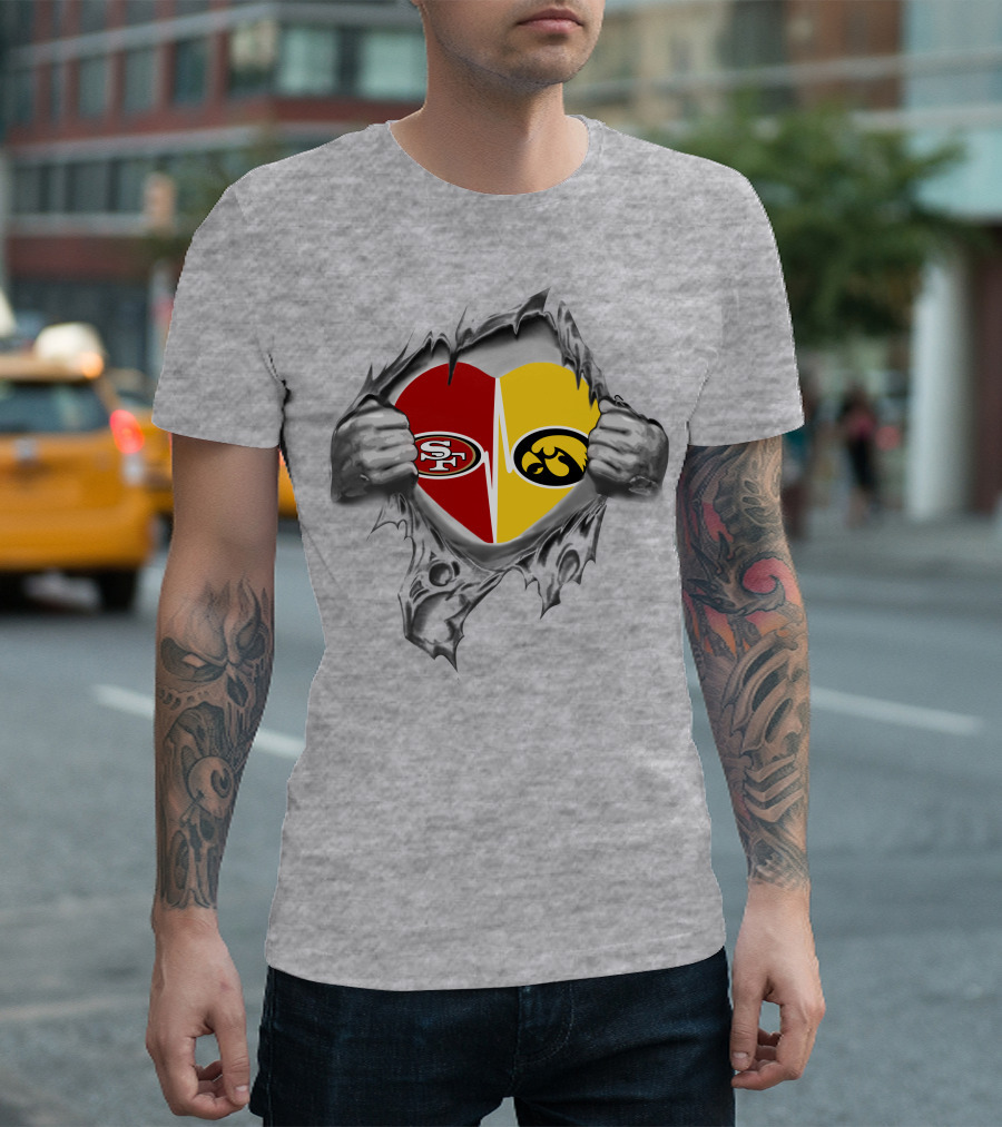 Iowa Hawkeyes San Francisco 49ers Heart T-Shirt