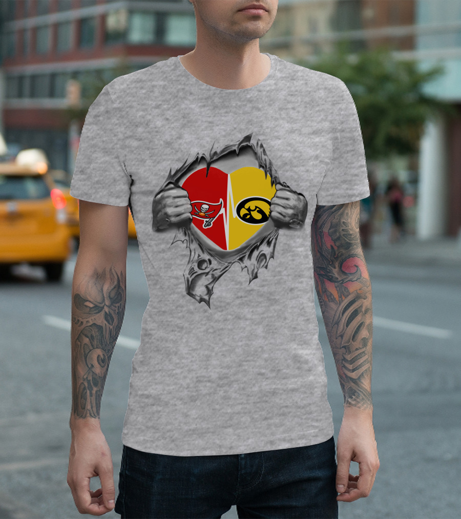 Hawkeyes Buccaneers Heart Passion Torn T-Shirt