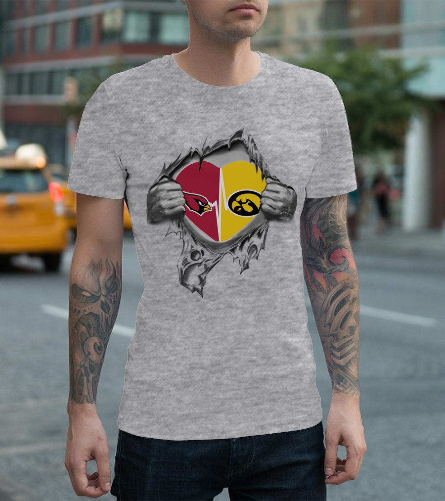 Hawkeyes Cardinals Heart Torn Open T-Shirt
