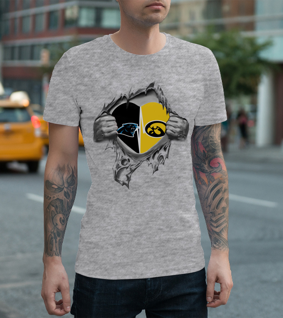 Hawkeyes Panthers Heart Inside Silver Claw Tear T-Shirt