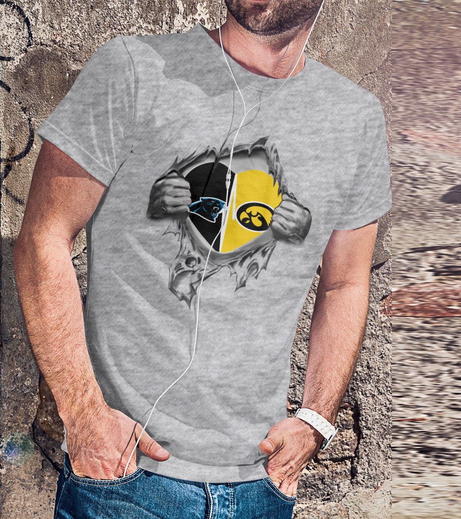 Hawkeyes Panthers Heart Inside Silver Claw Tear T-Shirt