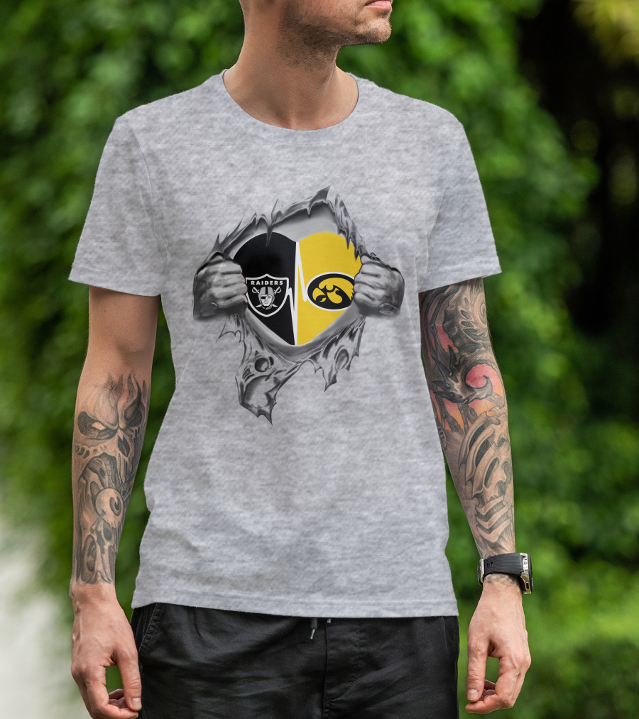 Hawkeyes Raiders Heartbeat Torn T-Shirt
