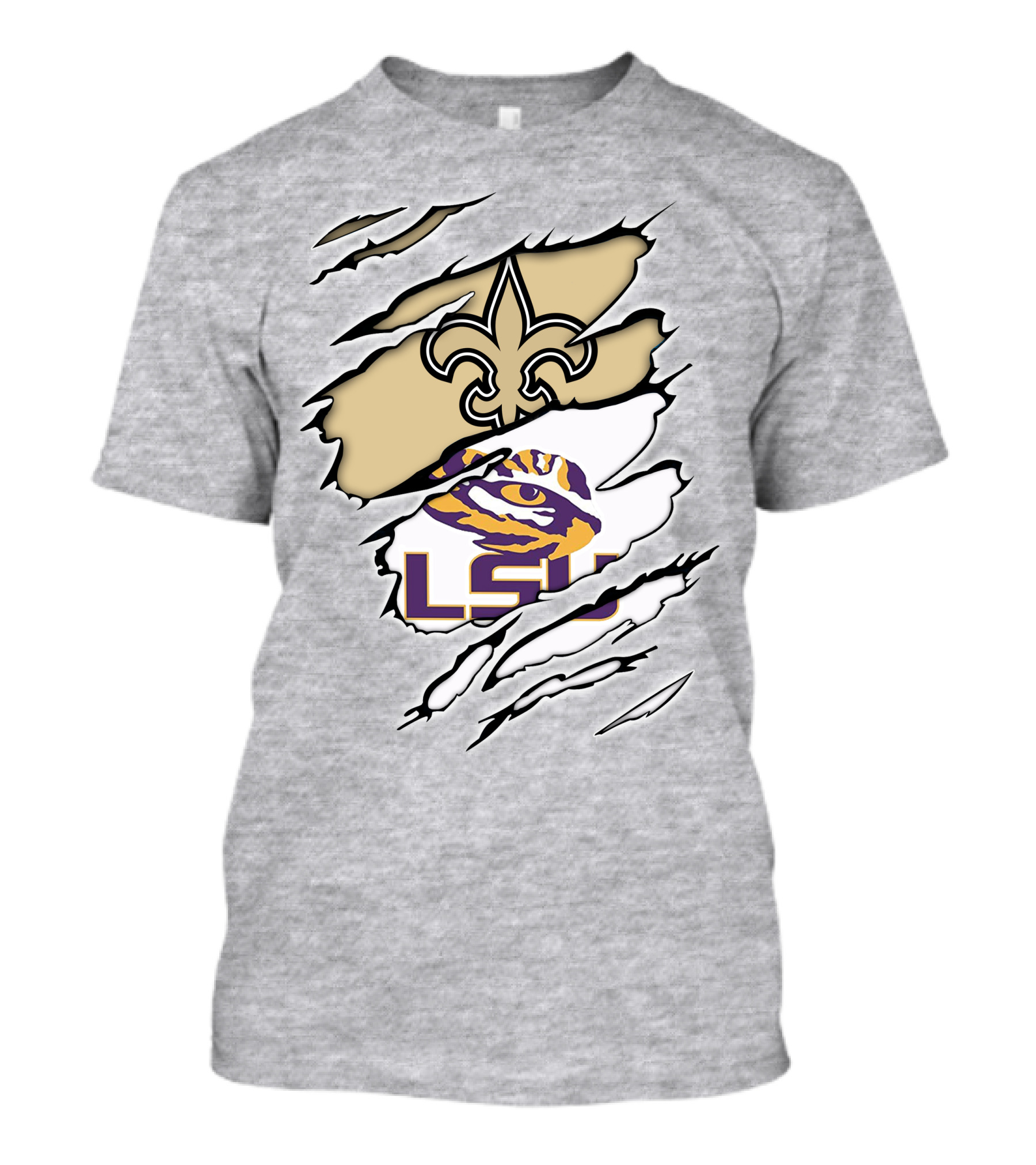 LSU Tigers New Orleans Saints Fleur-de-Lis Claw Marks T-Shirt
