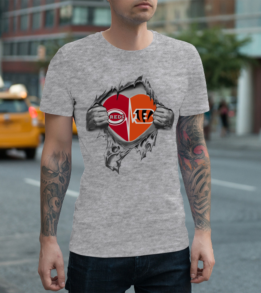 Bengals Reds Heartbeat Passion T-Shirt