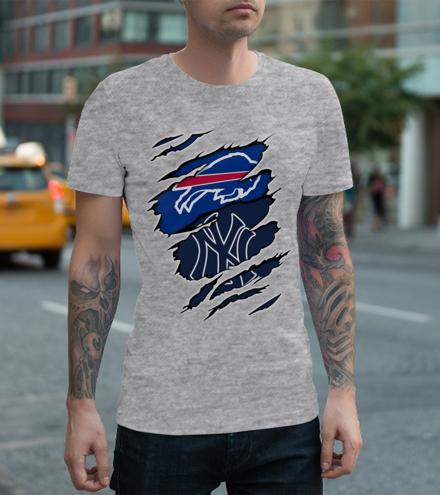Buffalo Bills New York Yankees Ripped T-Shirt