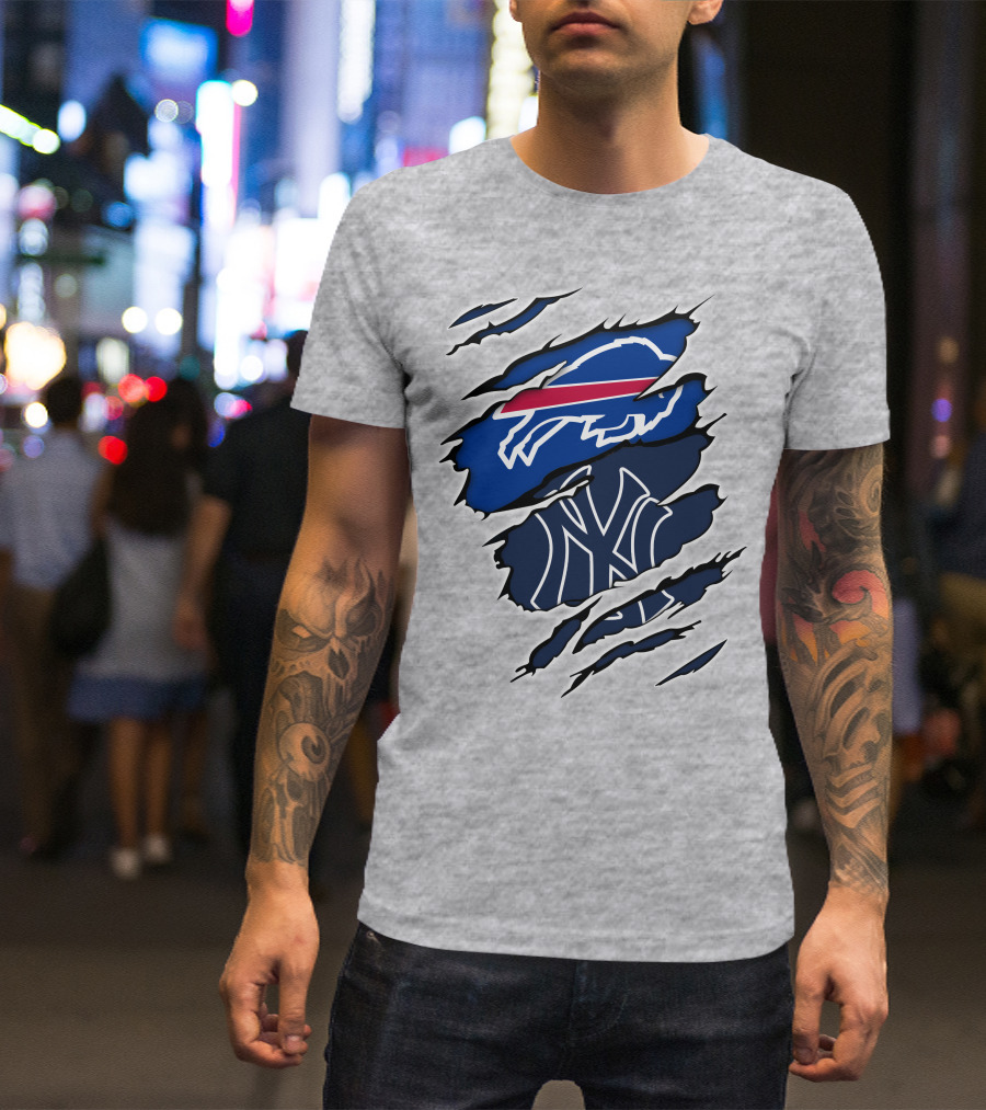 Buffalo Bills New York Yankees Ripped T-Shirt