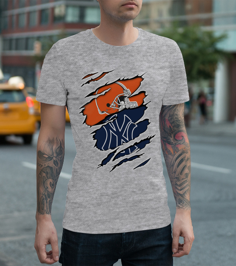 Cleveland Browns New York Yankees Football Baseball Crossover T-Shirt