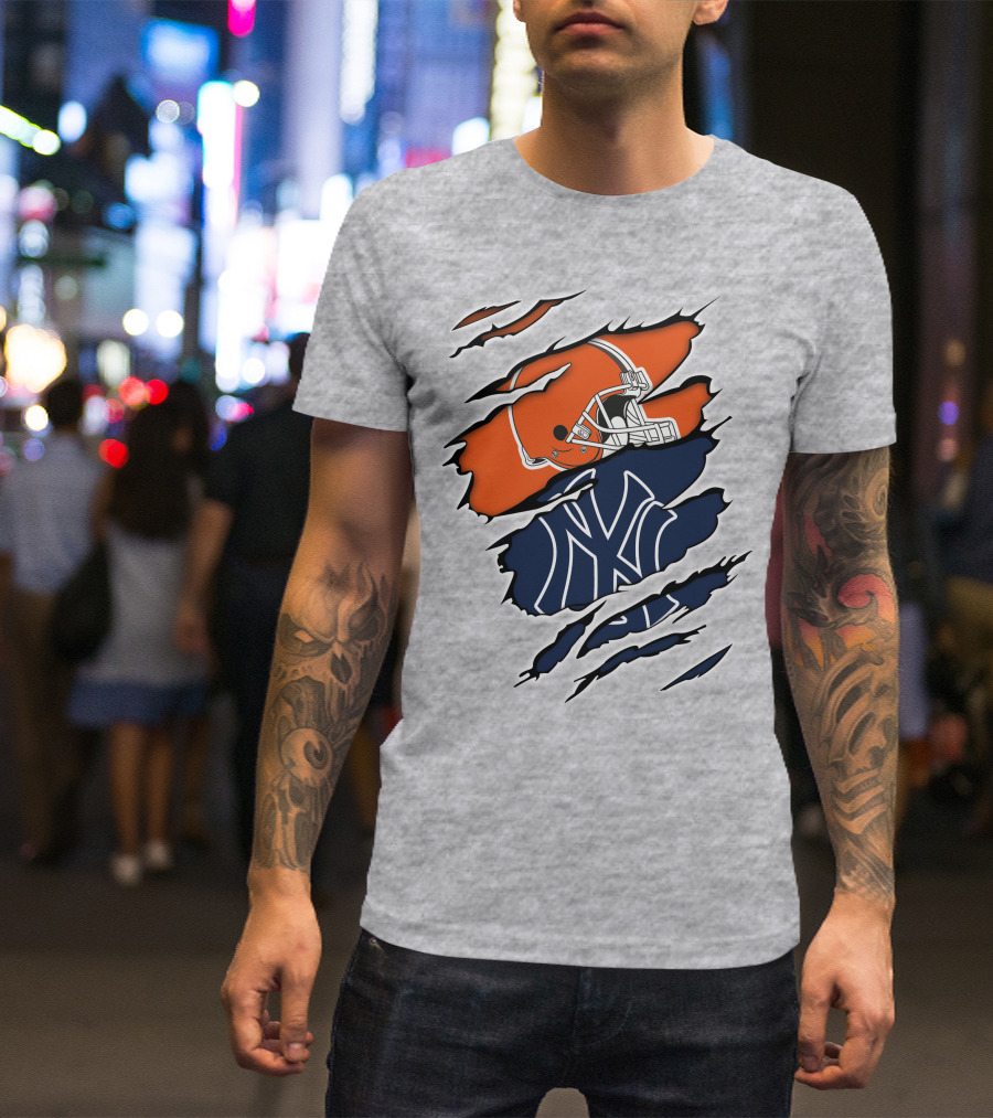 Cleveland Browns New York Yankees Football Baseball Crossover T-Shirt