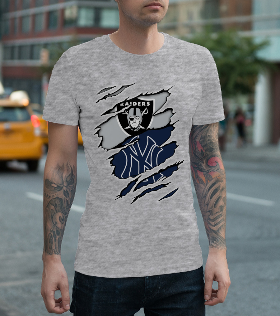 Raiders Yankees Collaboration Fan Support T-Shirt