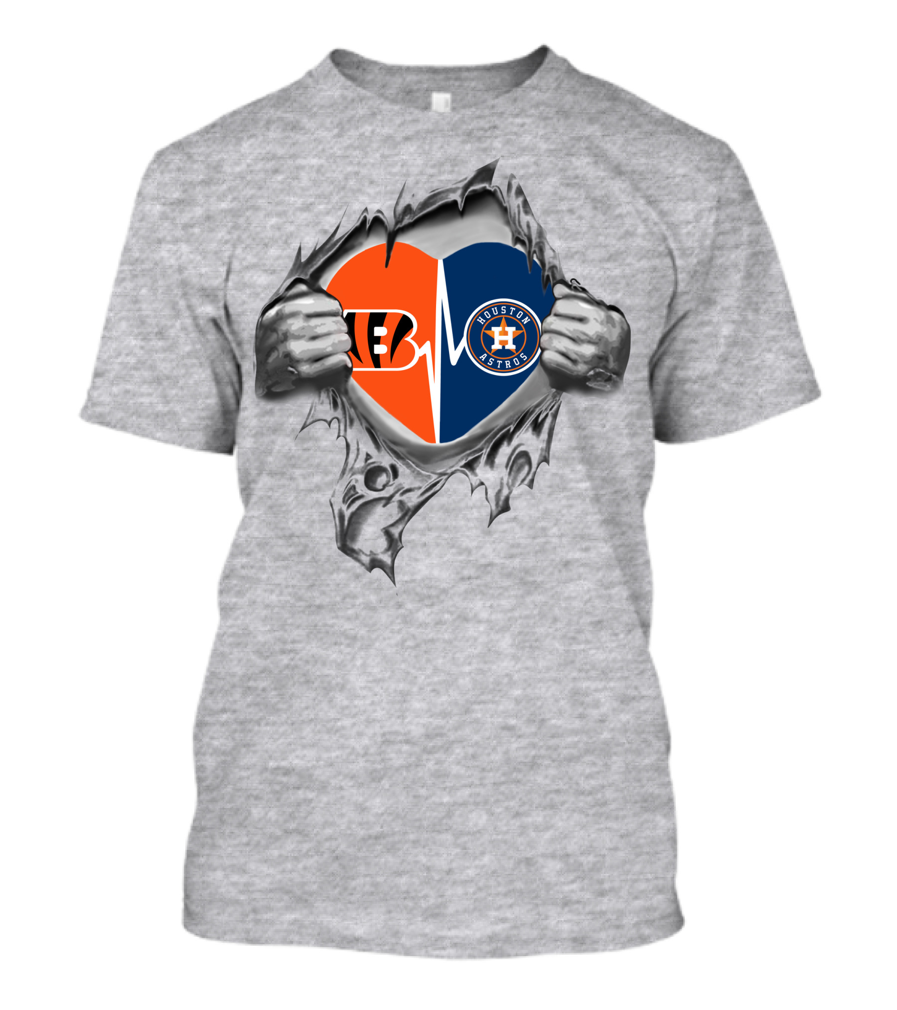 Houston Astros Bengals Heartbeat Passion T-Shirt