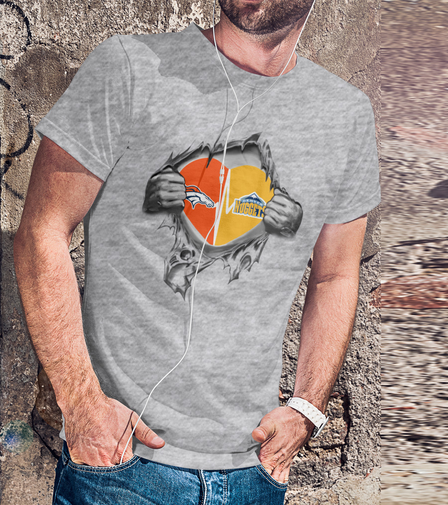 Denver Broncos Nuggets Heartbeat Loyalty T-Shirt