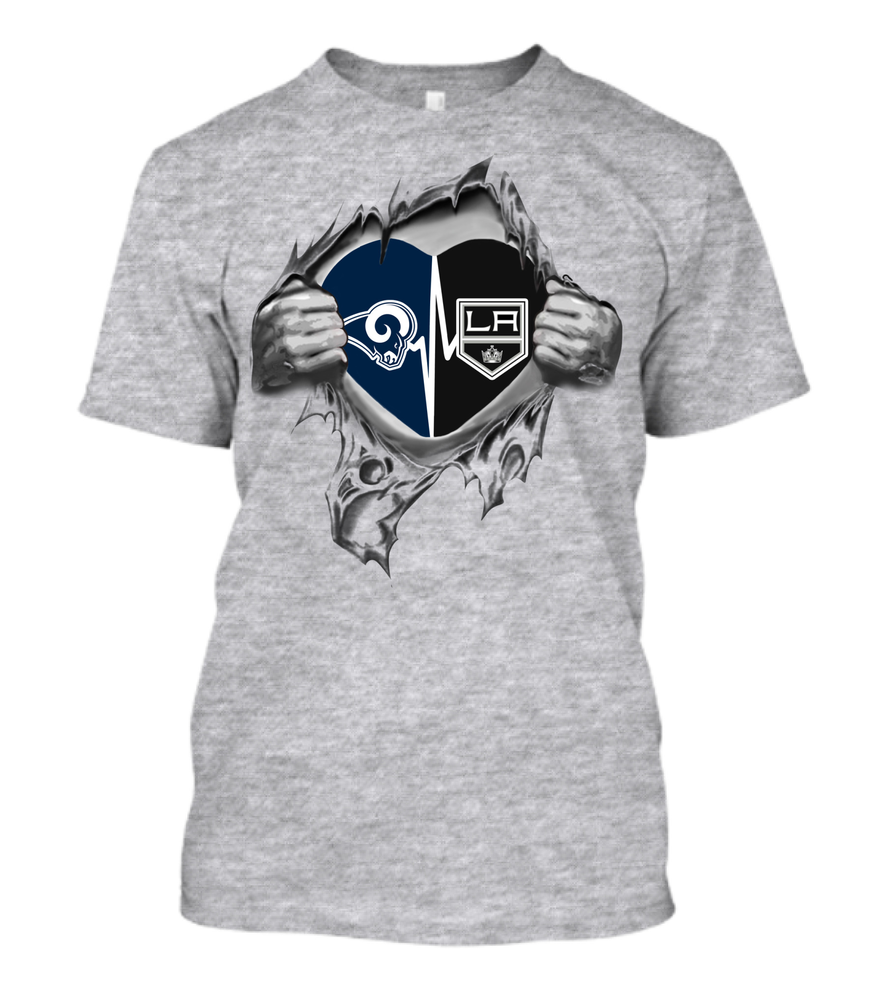 Rams Kings Heartbeat Los Angeles Sports Passion T-Shirt