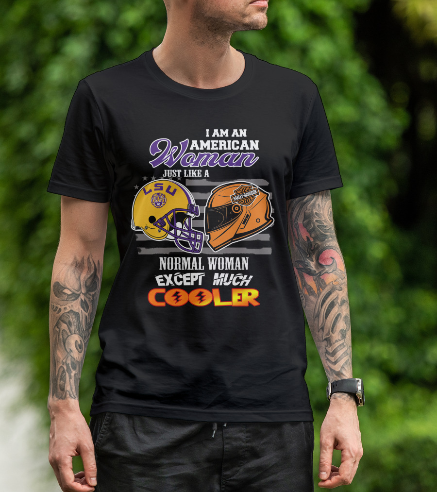 American Woman Lsu Tigers Harley Davidson Cooler T-Shirt