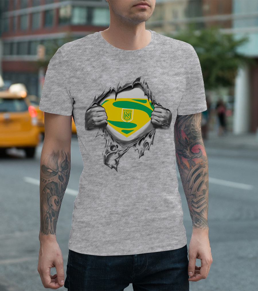 FC Nantes Super Man Emblem Tear Reveal T-Shirt