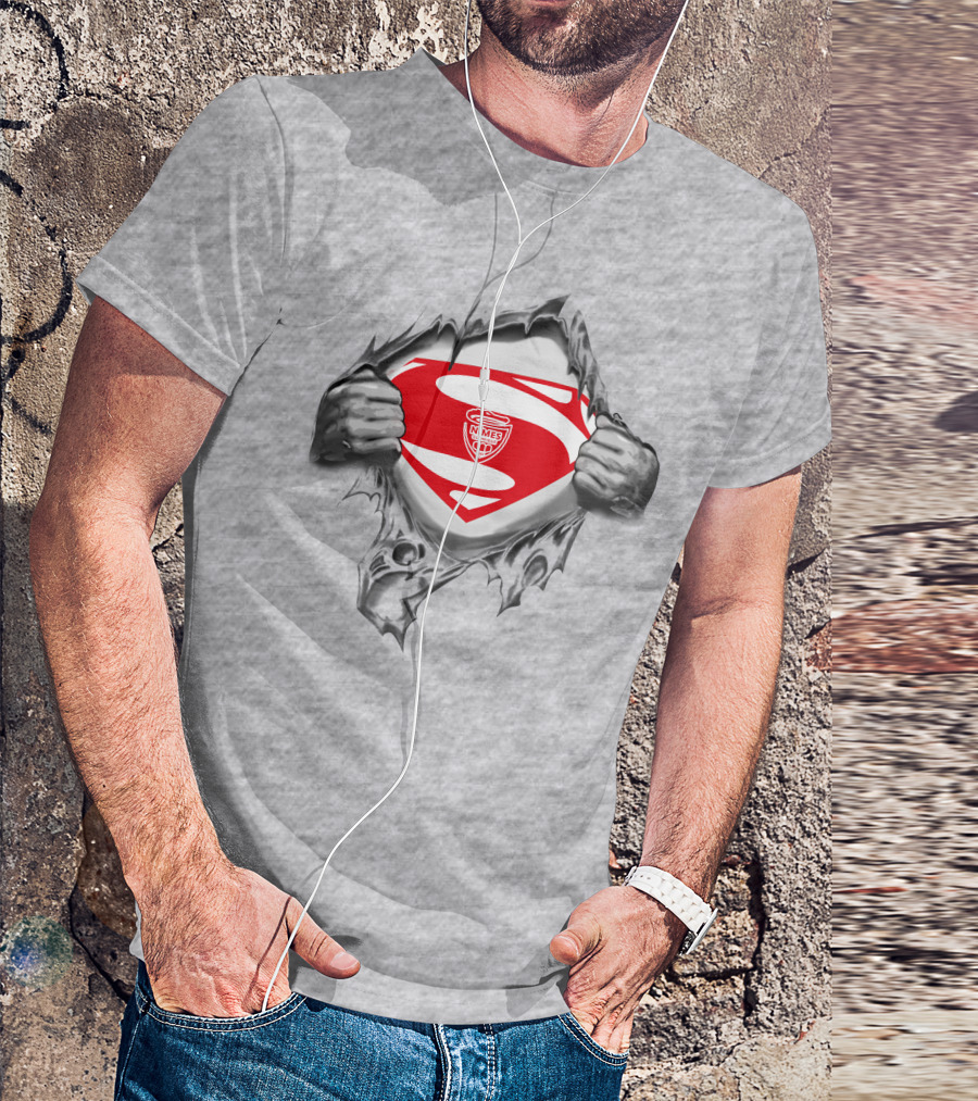 Nimes Olympique Superman Logo Reveal T-Shirt