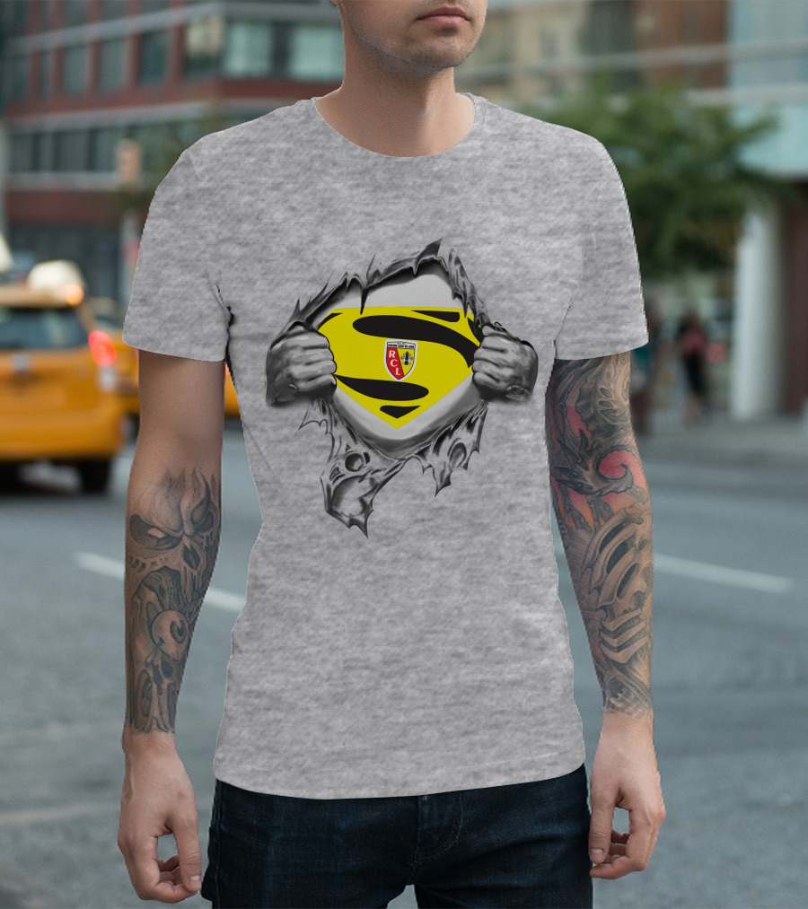 RC Lens Superman Shield Emblem With Hands Ripped T-Shirt