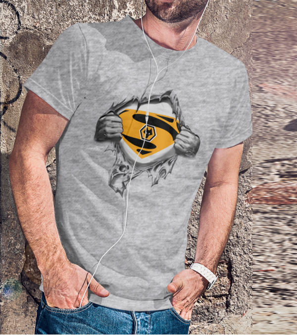 Wolverhampton Wanderers Superman Shield Logo Tear T-Shirt