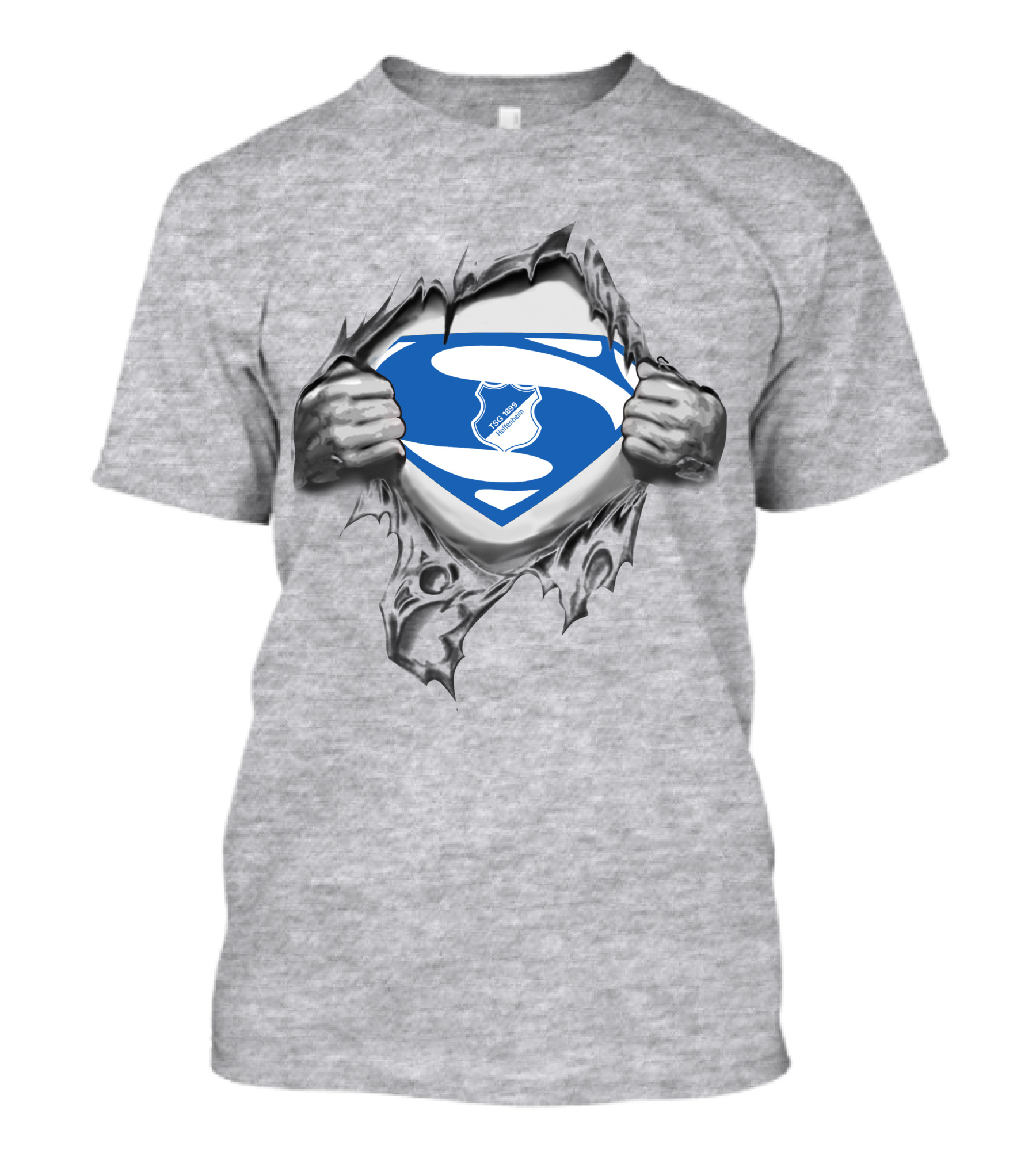 DFL TSG Hoffenheim Superman Logo Emblem Peeking Through Torn Fabric T-Shirt
