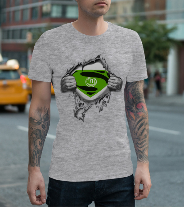 DFL VfL Wolfsburg Superman Shield Logo Rip T-Shirt