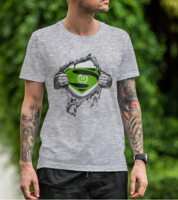DFL VfL Wolfsburg Superman Shield Logo Rip T-Shirt