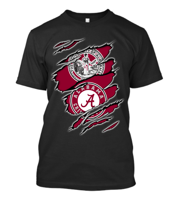 Alabama Crimson Tide Seal And Emblem With Tear Effect T-Shirt
