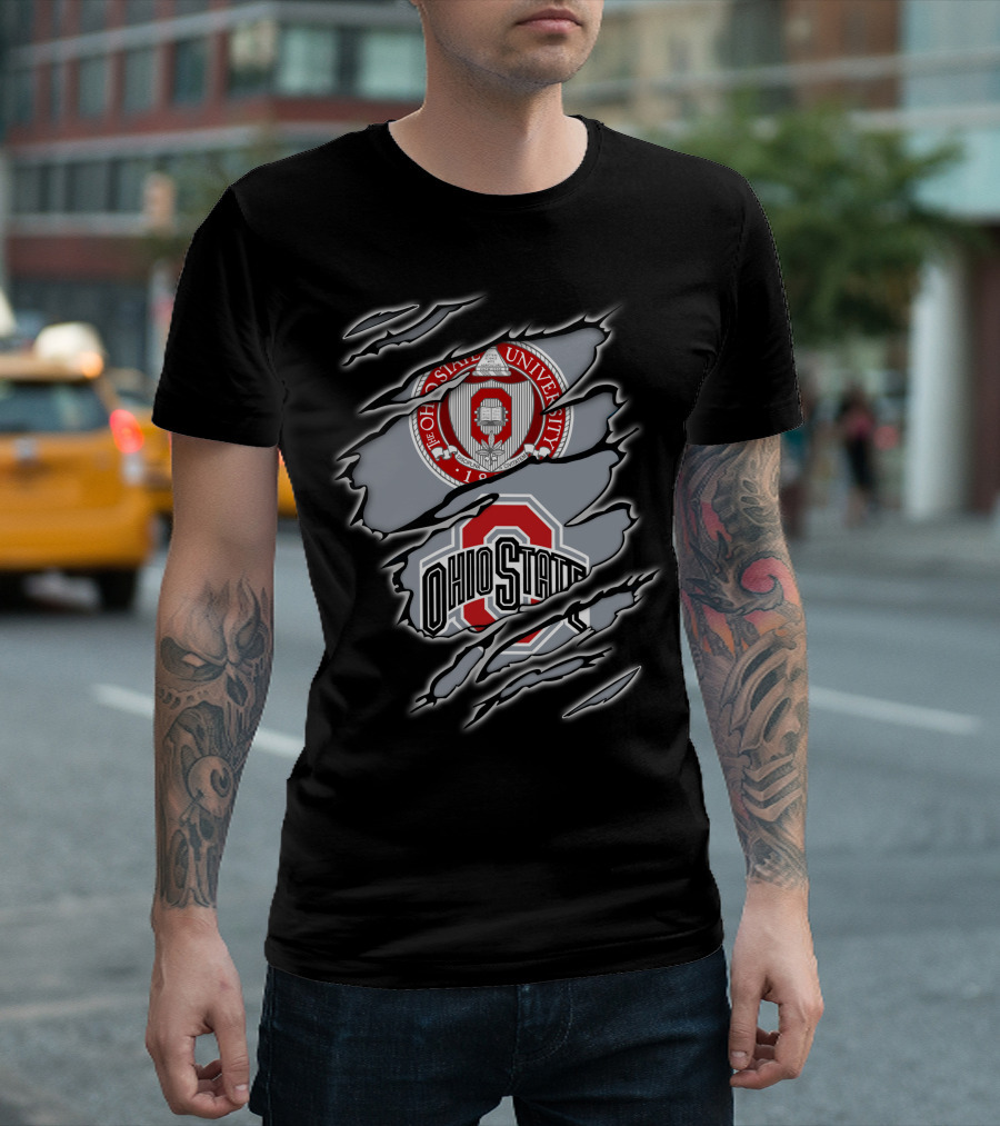 NCAA Ohio State University Emblem With Claw Marks T-Shirt