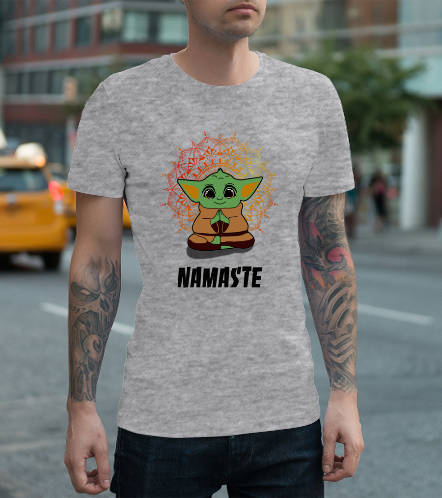 Baby Yoda Namaste Meditate Mandala T-Shirt