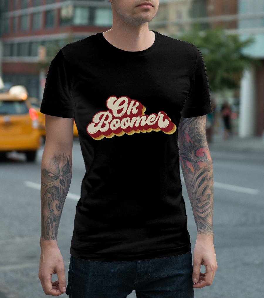 Ok Boomer Funny Meme Vintage Style Retro Typography T-Shirt