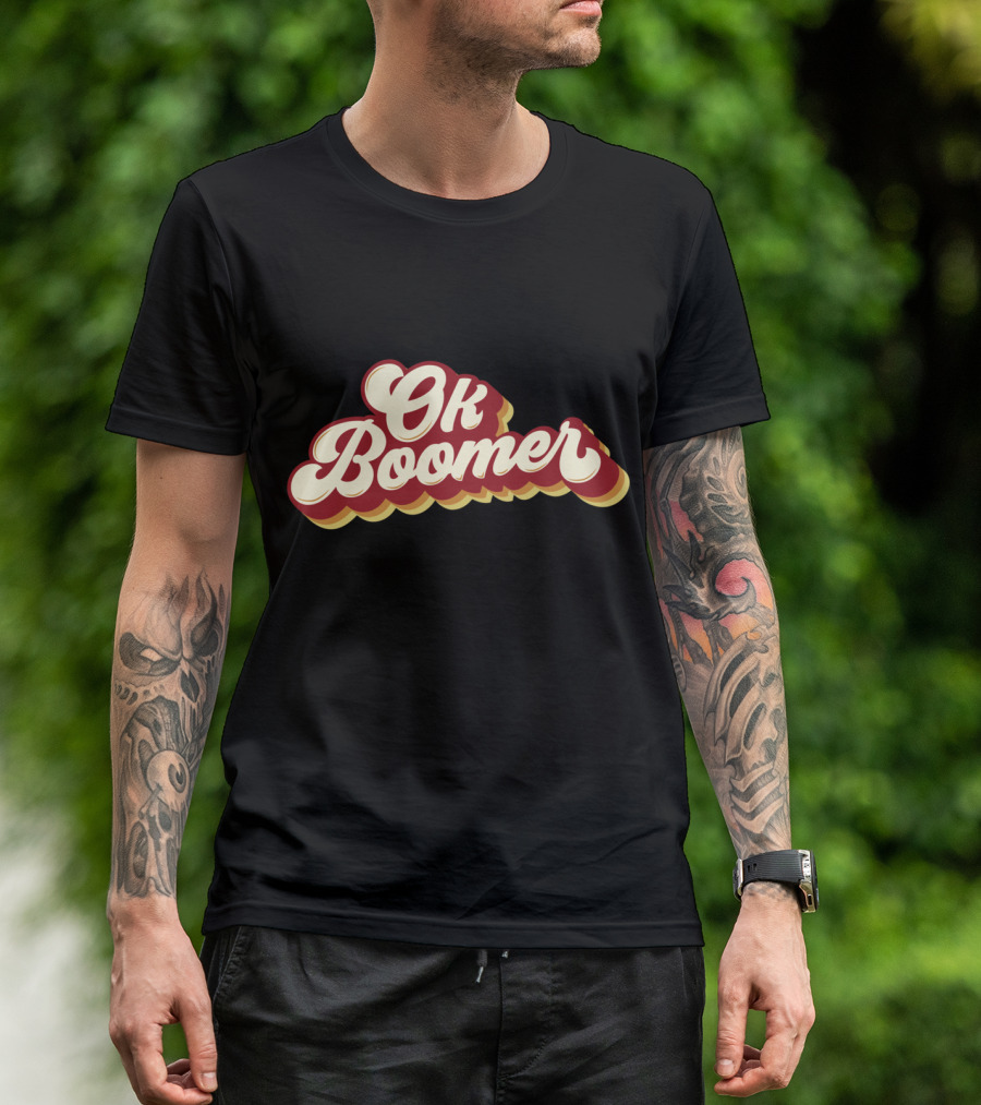Ok Boomer Funny Meme Vintage Style Retro Typography T-Shirt