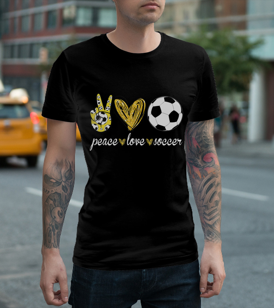 Peace Love Soccer Soccer Player Peace Love Soccer T-Shirt