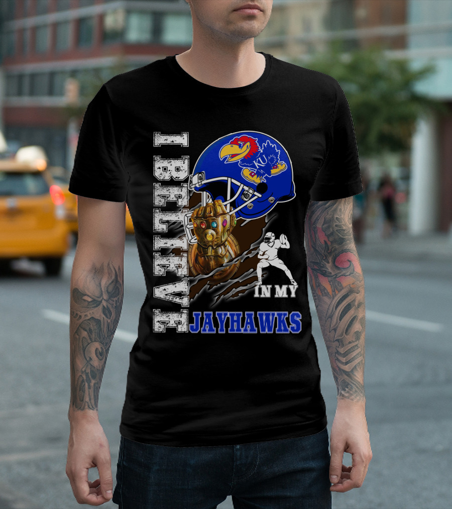 I Believe in My Jayhawks KU Fan Helmet Football Infinity Gauntlet T-Shirt