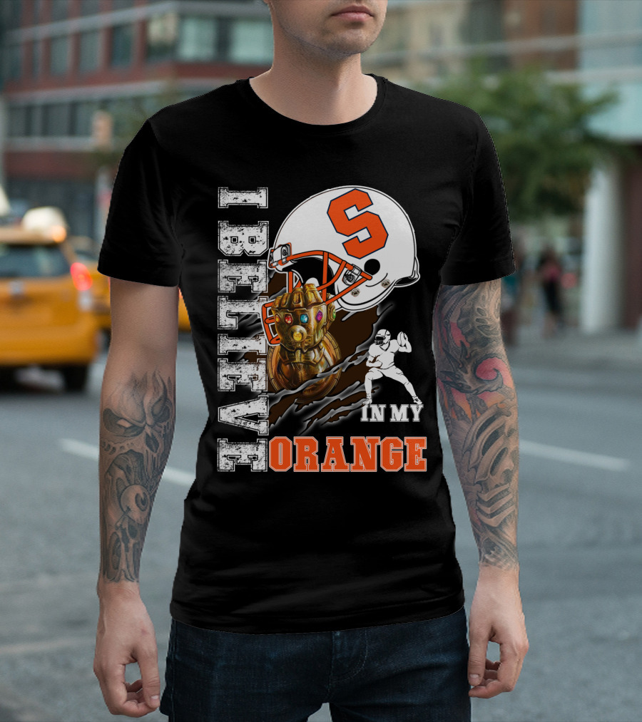I Believe in My Orange Infinity Gauntlet Football S Helmet Fan T-Shirt