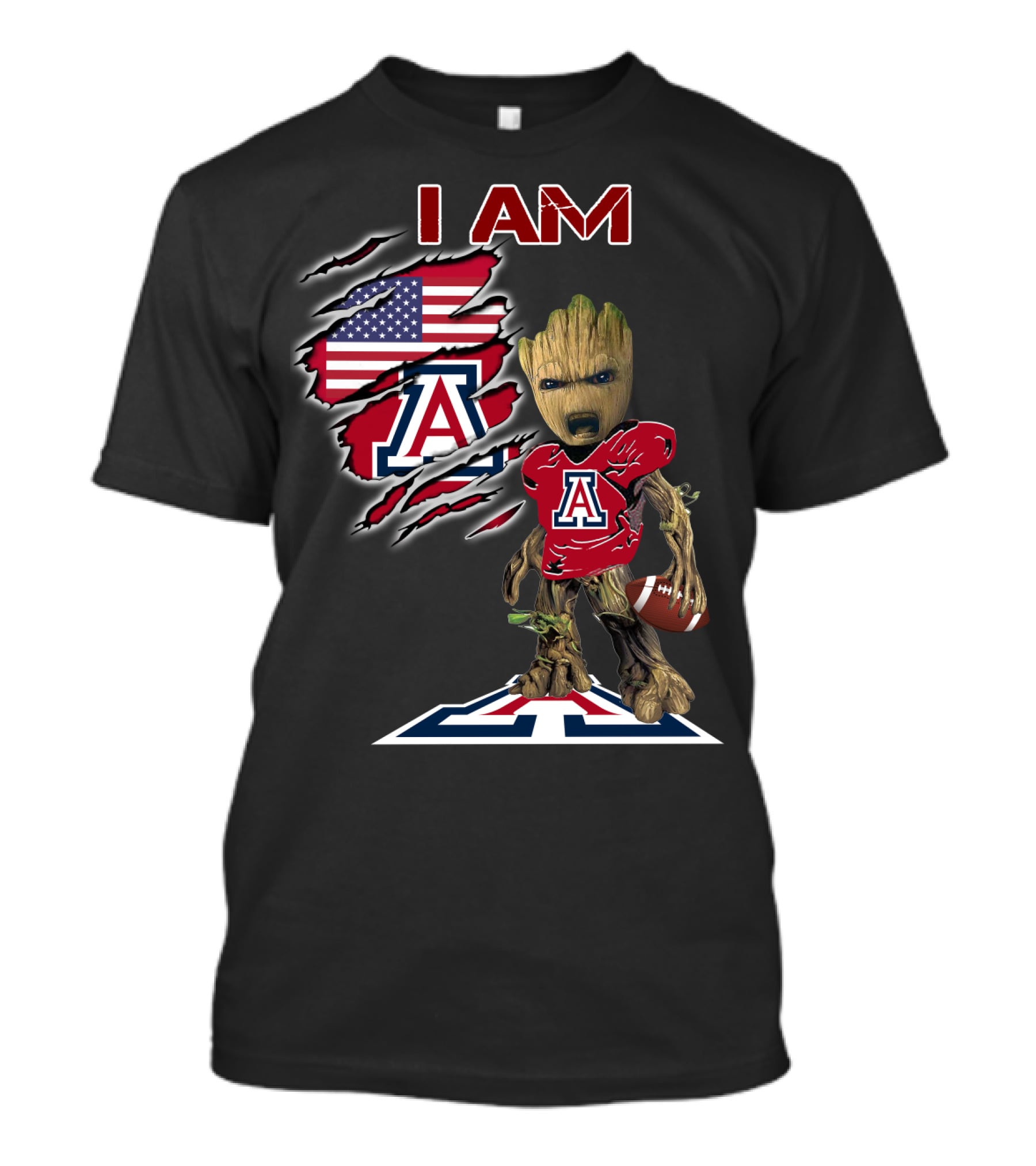 I Am Arizona Baby Groot University Of Arizona Wildcats Football Fan T-Shirt