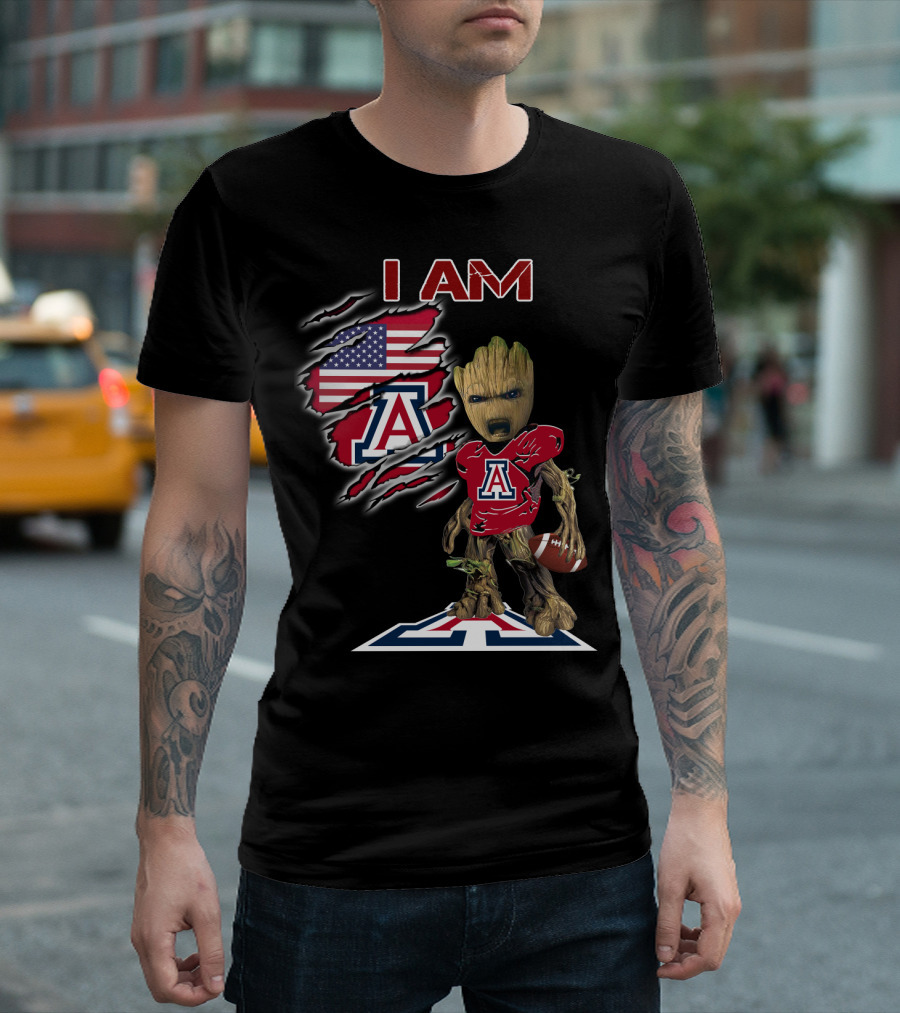 I Am Arizona Baby Groot University Of Arizona Wildcats Football Fan T-Shirt