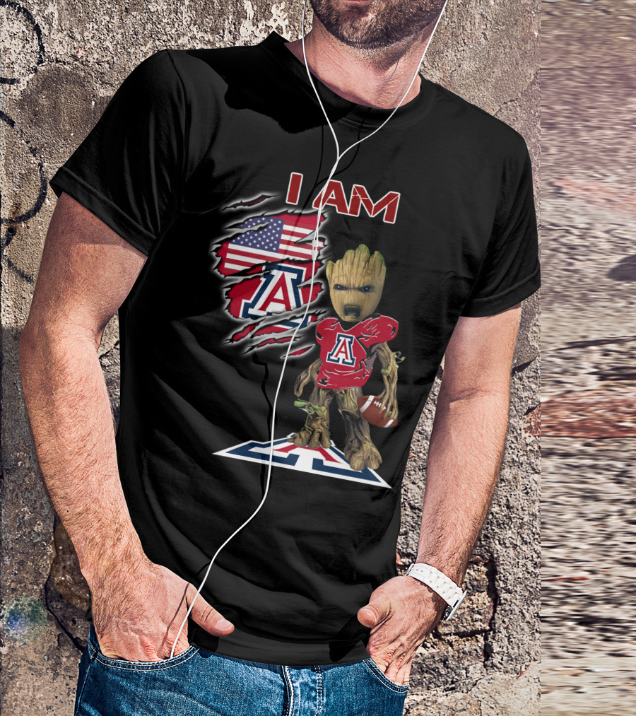 I Am Arizona Baby Groot University Of Arizona Wildcats Football Fan T-Shirt
