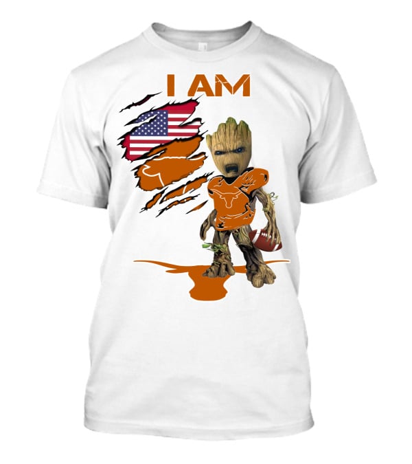 I AM Baby Groot Longhorns American Football T-Shirt