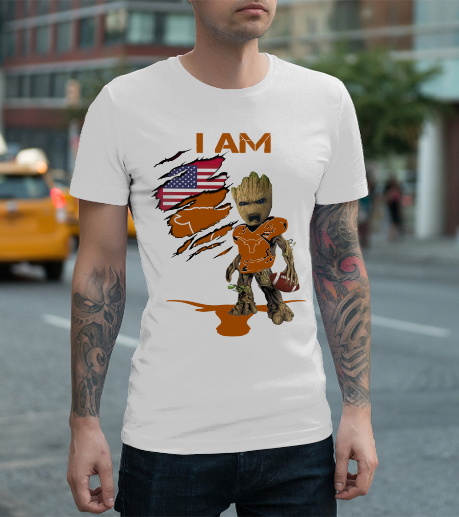 I AM Baby Groot Longhorns American Football T-Shirt