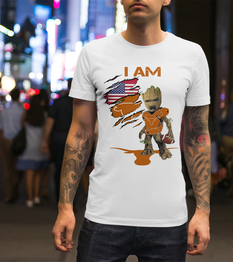 I AM Baby Groot Longhorns American Football T-Shirt