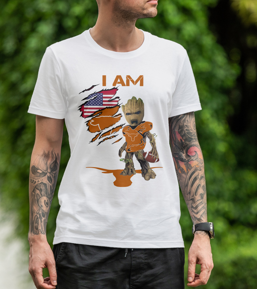 I AM Baby Groot Longhorns American Football T-Shirt