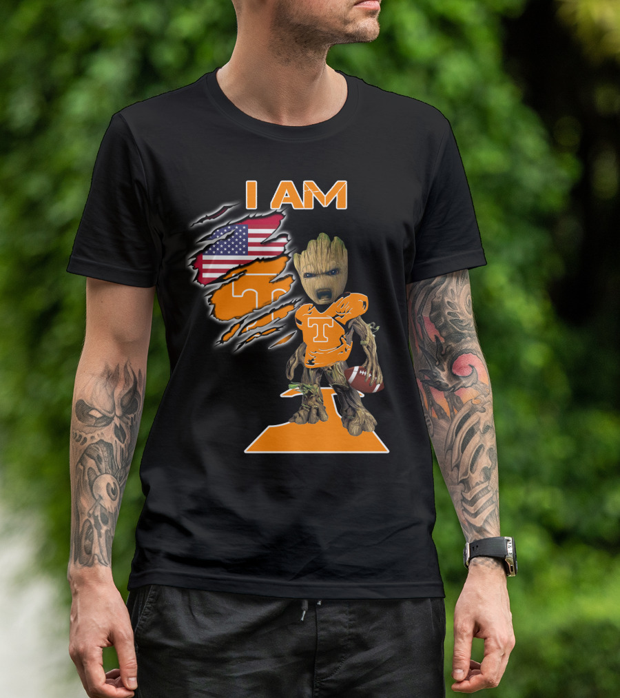 I Am Groot Tennessee Football T-Shirt American Flag T-Shirt