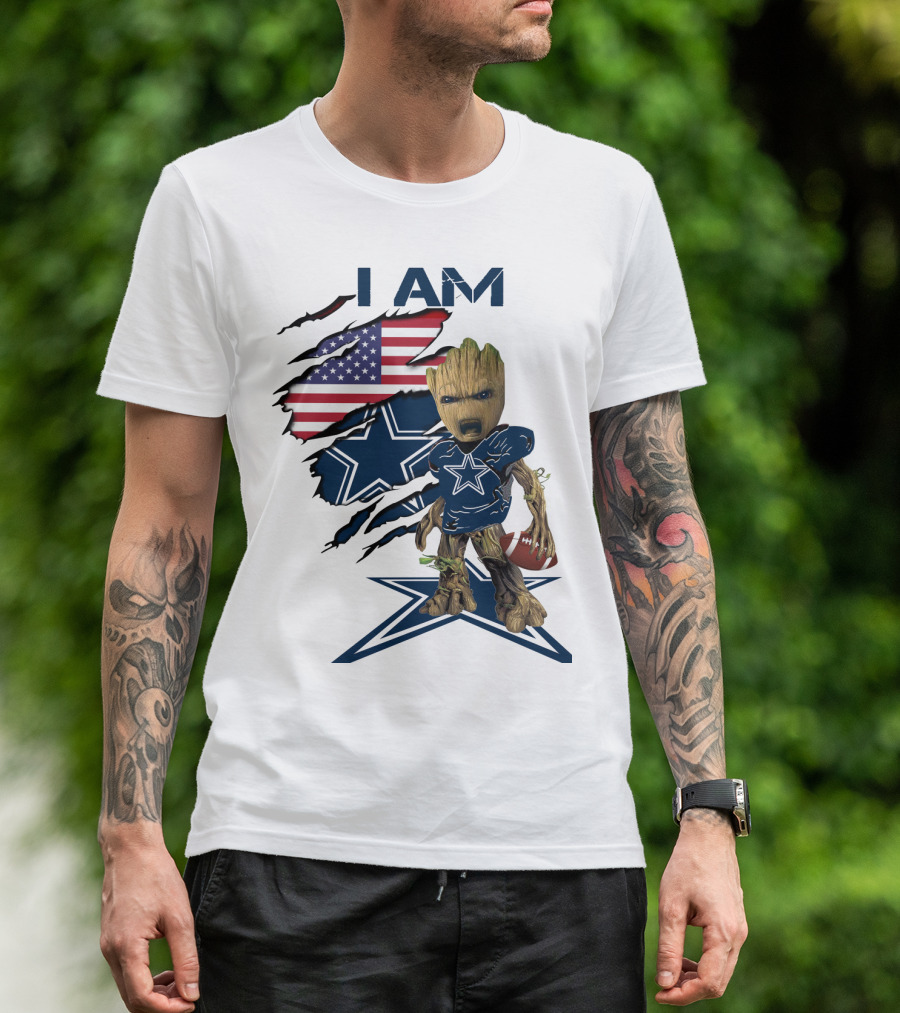 I Am Cowboys Baby Groot Star Football T-Shirt