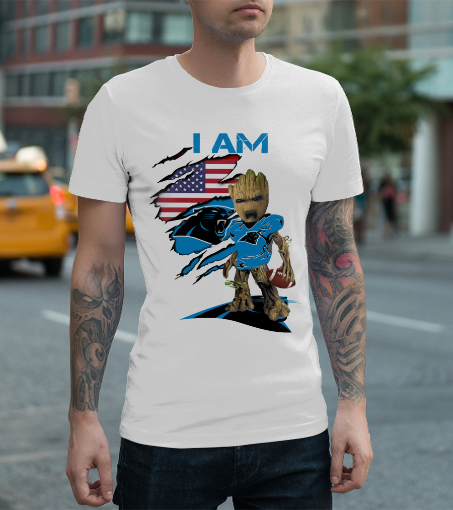 I AM Panthers Baby Groot Football Fan T-Shirt